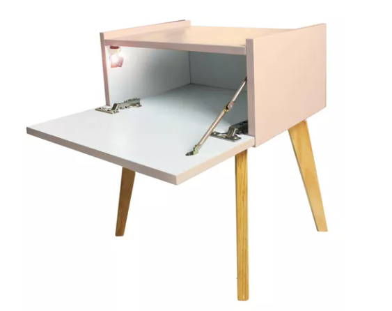 Foto 1 | Buro Mesa De Noche Luz Led Niños Mariposa Recámara Durazno