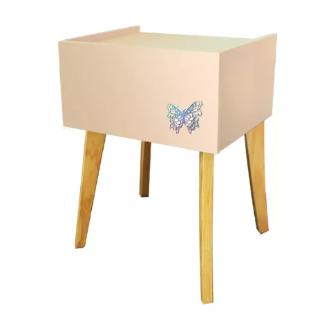 Foto 4 pulgar | Buro Mesa De Noche Luz Led Niños Mariposa Recámara Durazno