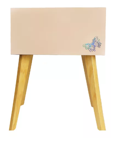 Foto 4 | Buro Mesa De Noche Luz Led Niños Mariposa Recámara Durazno