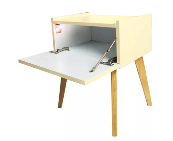 Foto 1 | Buro Mesa De Noche Luz Led Niños Mariposa Recámara Amarillo