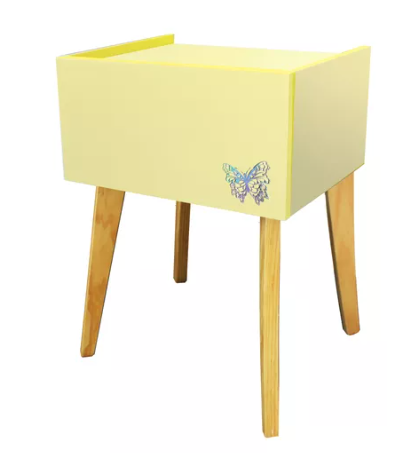 Foto 4 pulgar | Buro Mesa De Noche Luz Led Niños Mariposa Recámara Amarillo