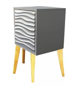 Foto 2 | Buro Mesa de Noche con Led Minimalista Plata