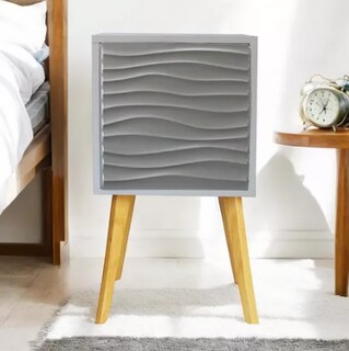 Foto 3 | Buro Mesa de Noche con Led Minimalista Plata