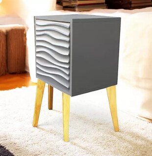 Foto 6 | Buro Mesa de Noche con Led Minimalista Plata