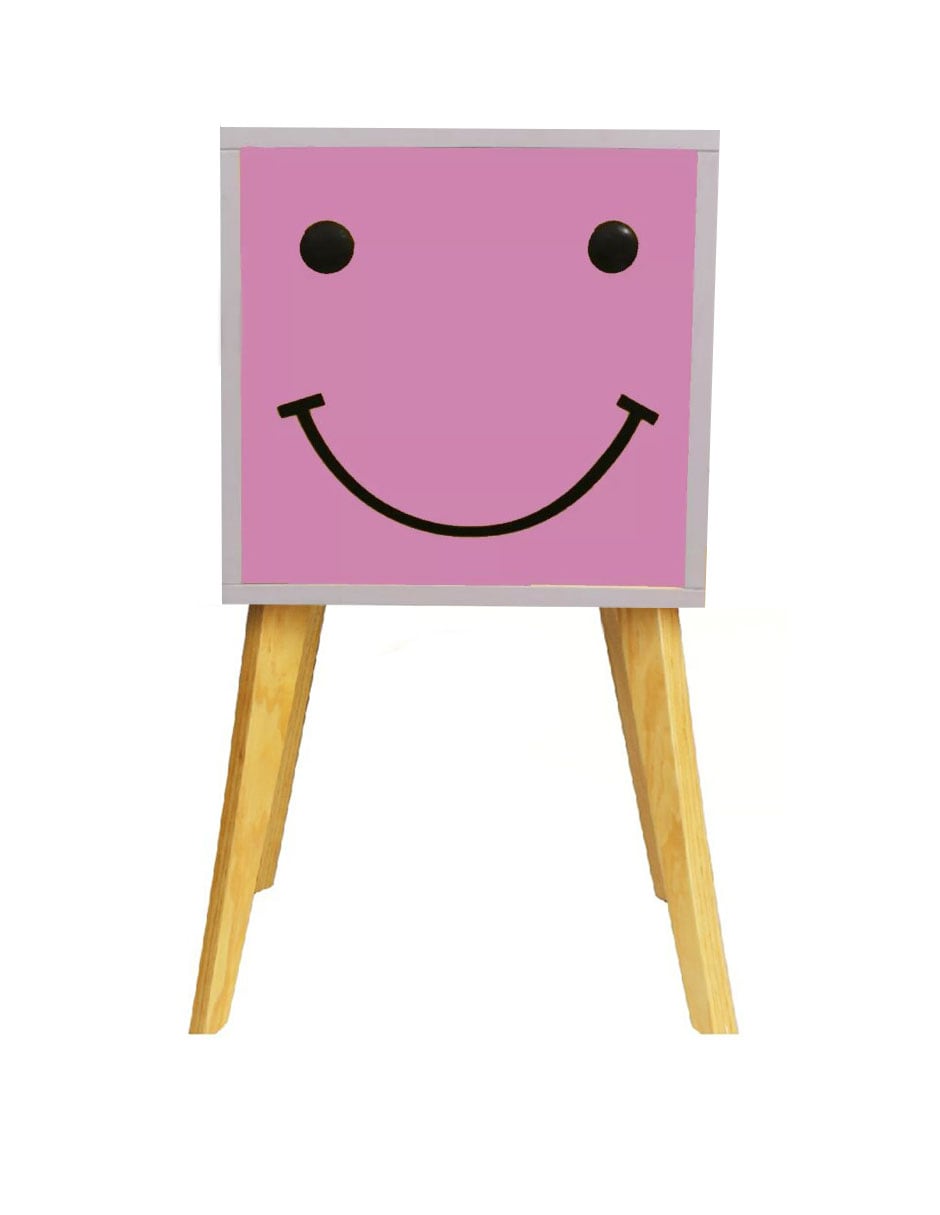 Buro Recamara luz Led Niña Sonrisa Mdf Rosa $1,199