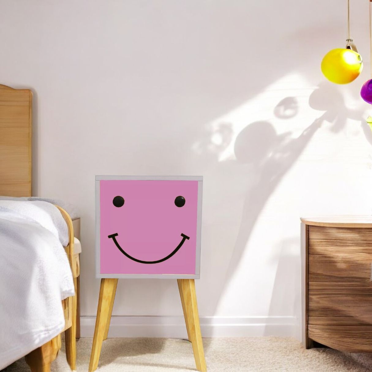 Foto 4 pulgar | Buro Recamara luz Led Niña Sonrisa Mdf Rosa