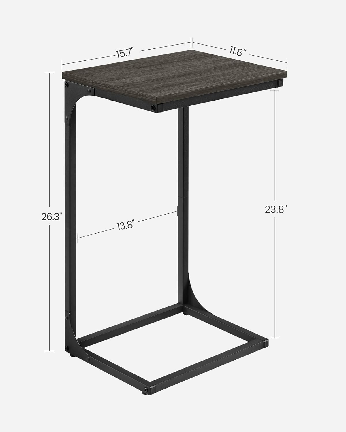 Foto 3 | Mesa Auxiliar Vasagle Con Diseño En Forma De C, Tapa De Roble Ébano