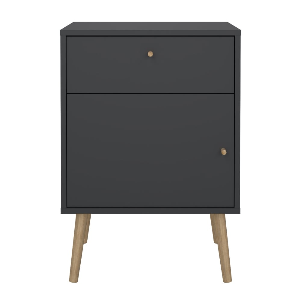 Buró Gris Y Roble Con 2 Cajones, Patas De Madera Maciza Y Estructura De Madera Industrial $3,099
