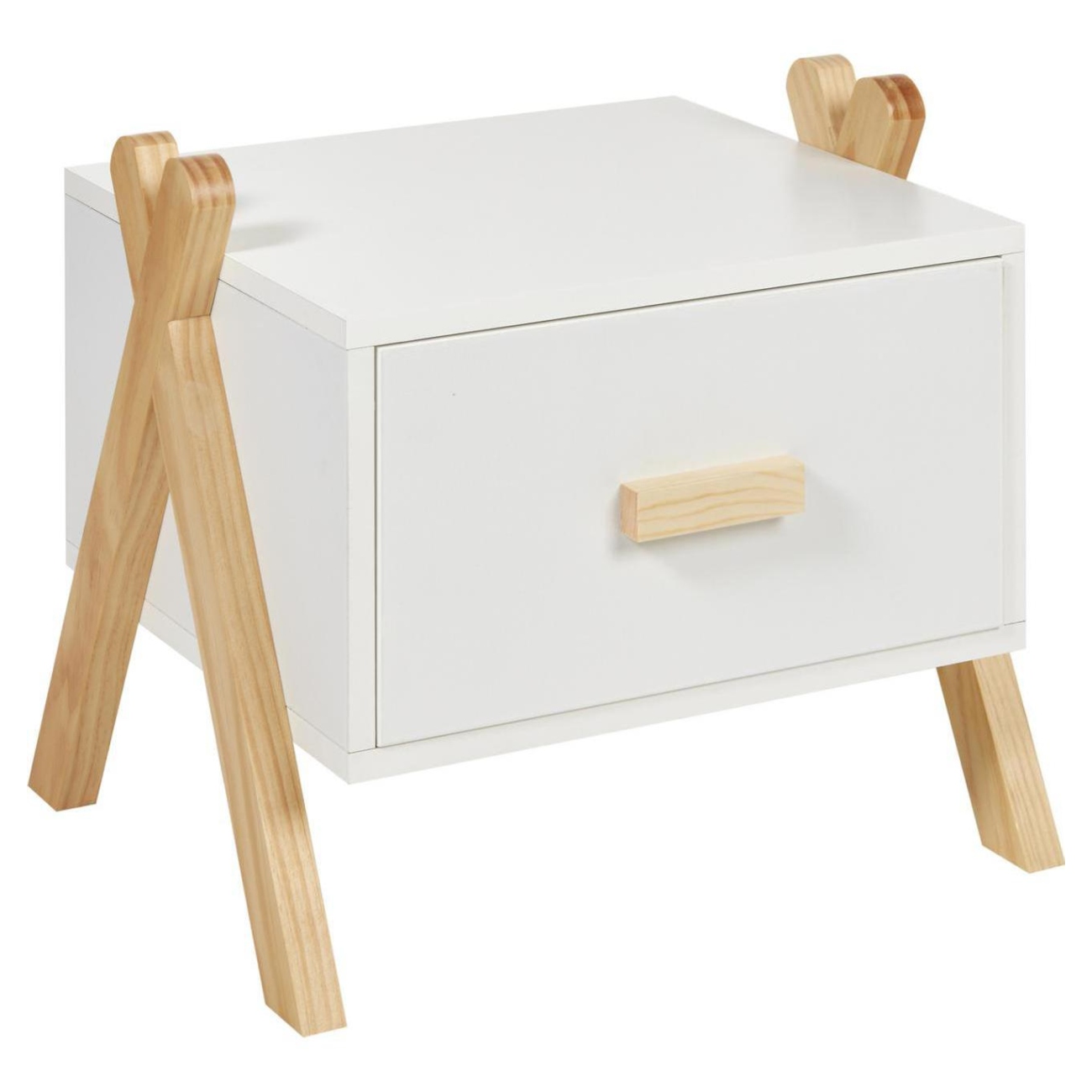 Buró Infantil Color Blanco Y  Madera Con 1 Cajón Hecho De Madera Maciza Y Mdf