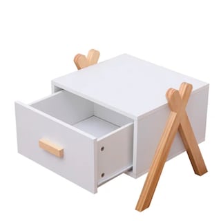 Foto 2 | Buró Infantil Color Blanco Y Madera Con 1 Cajón Hecho De Madera Maciza Y Mdf