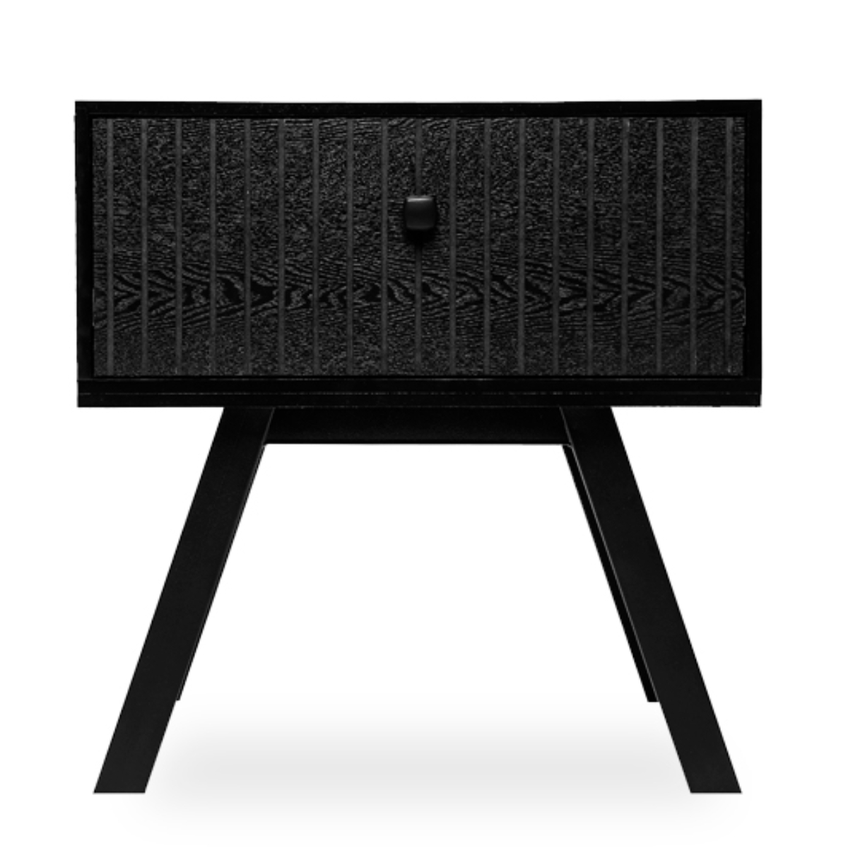 Foto 2 pulgar | Buró Negro Con 1 Cajón Con Diseño En Líneas Verticales Y Estructura De Madera Mdf