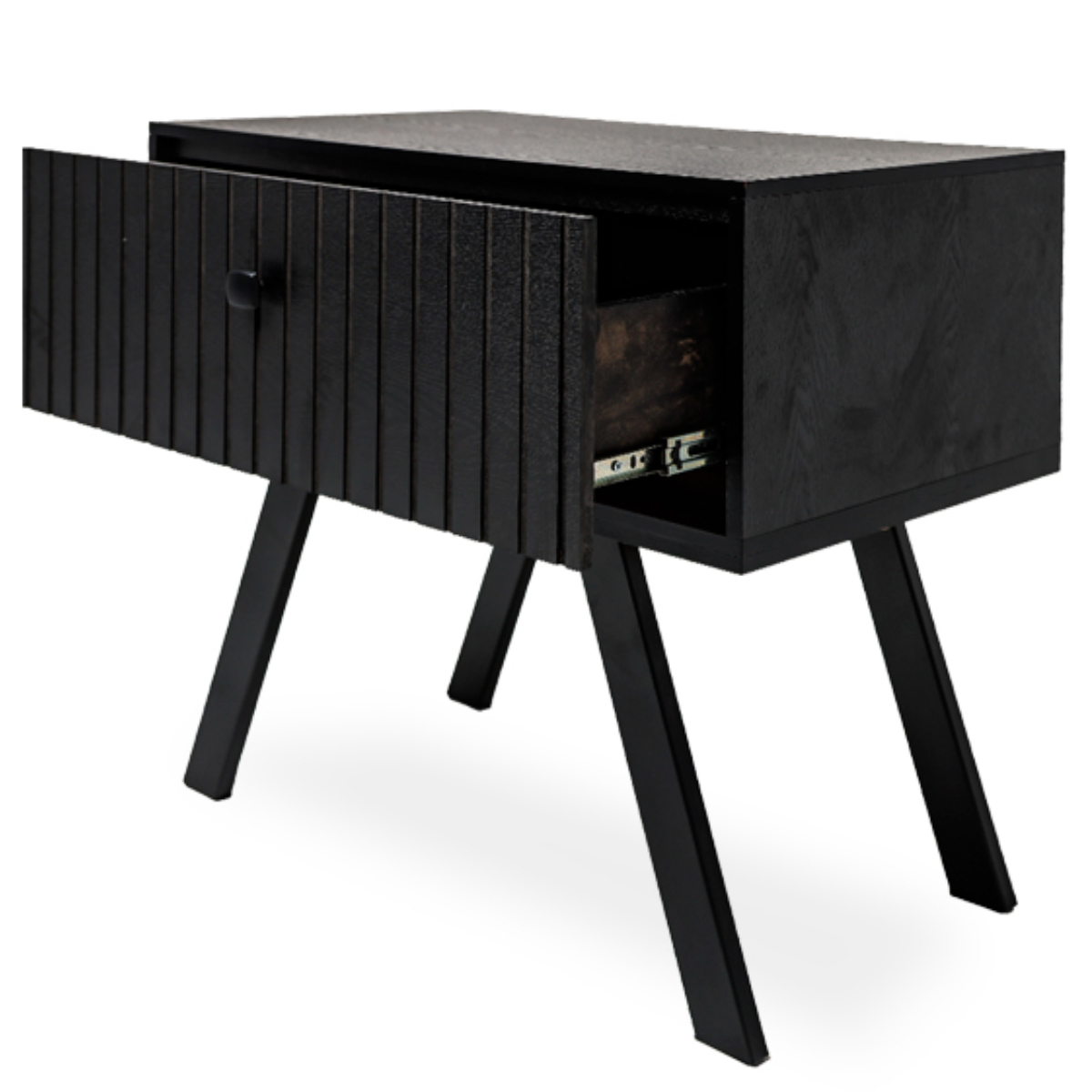 Foto 4 pulgar | Buró Negro Con 1 Cajón Con Diseño En Líneas Verticales Y Estructura De Madera Mdf