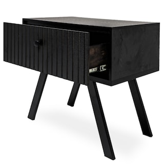 Foto 3 | Buró Negro Con 1 Cajón Con Diseño En Líneas Verticales Y Estructura De Madera Mdf