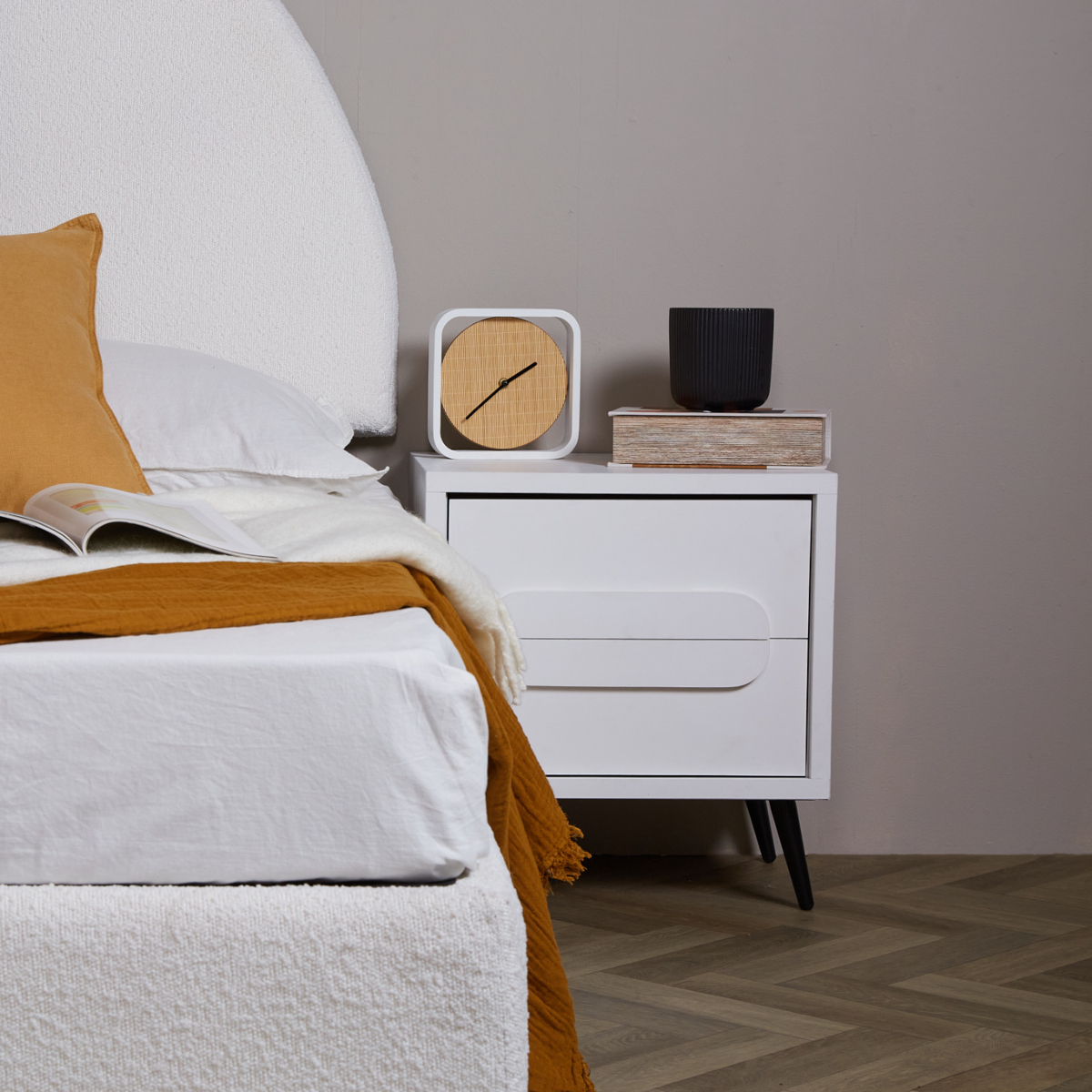 Foto 5 pulgar | Buró Color Blanco Con 2 Cajones, Soporte Metálico Y Estructura De Madera Mdf