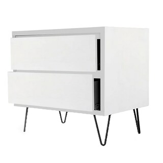 Foto 3 | Buró Blanco Con 2 Cajones. Patas Metálicas Color Negro Y Estructura De Madera Mdf