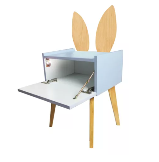 Foto 4 pulgar | Buro Mesa Noche Orejas Conejo Recamara Niño Bebe Luz Led Mdf