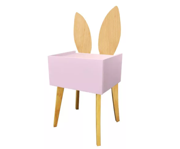 Foto 4 pulgar | Buro Mesa De Noche Orejas Conejo Recamara Niña Luz Led Mdf