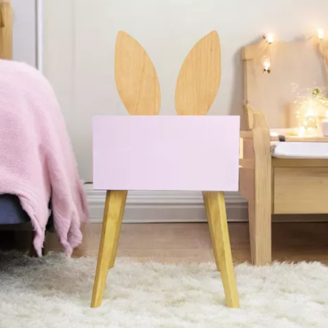 Foto 4 | Buro Mesa De Noche Orejas Conejo Recamara Niña Luz Led Mdf