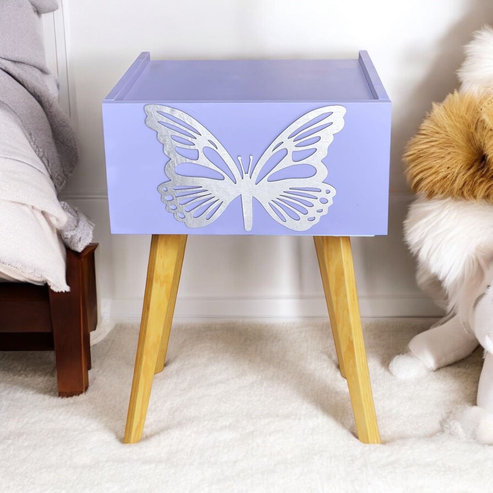 Foto 4 pulgar | Buro Niños Mesa Noche Mariposa Luz Led Mdf