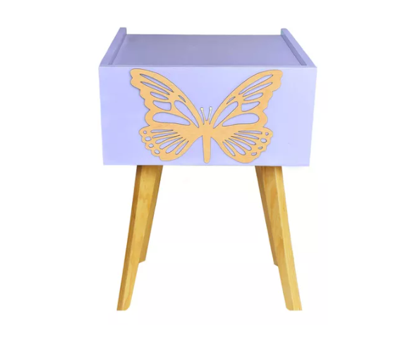 Foto 1 | Buro Infantil Mesa Noche Luz Led Niñas Mariposa Recámar
