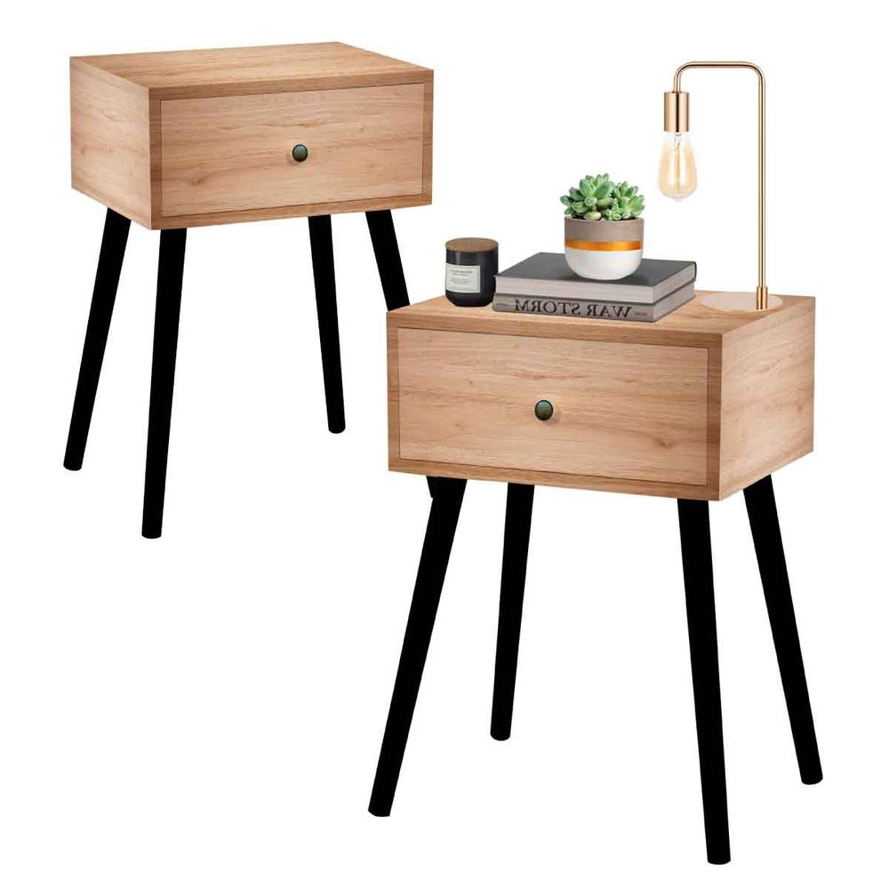 Foto 1 | Buro Set X2 Para Recamara Mesa De Noche Moderno Minimalista