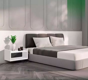 Foto 4 | Buró Repisa Flotante Minimalista Moderno Mesa De Noche Color Blanco