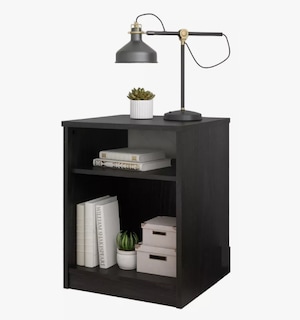 Foto 1 | Buro Mesa De Noche Mdf Negro Organizador Recamara