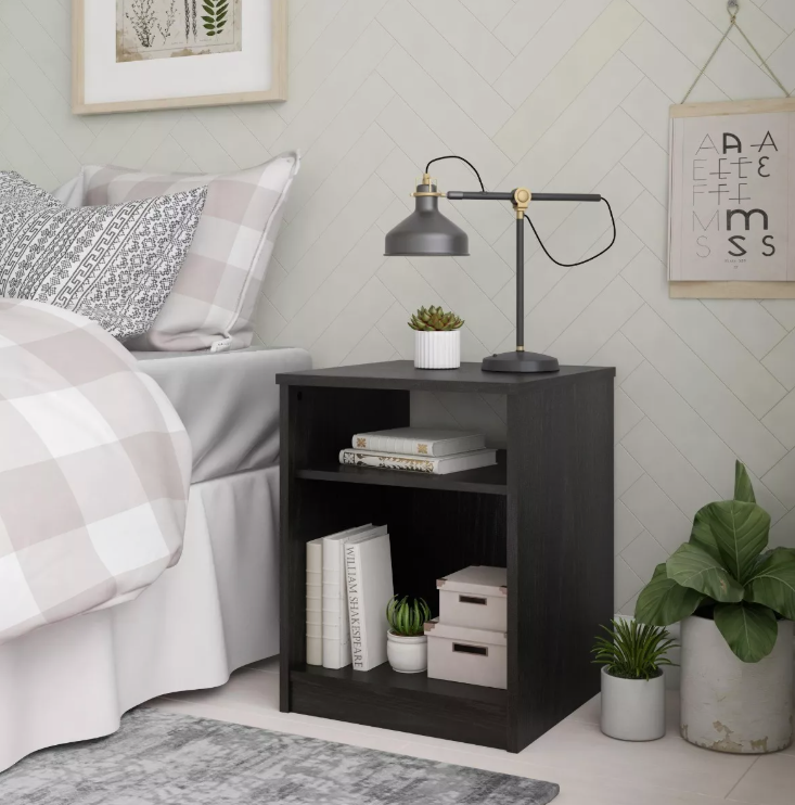 Foto 4 pulgar | Buro Mesa De Noche Mdf Negro Organizador Recamara