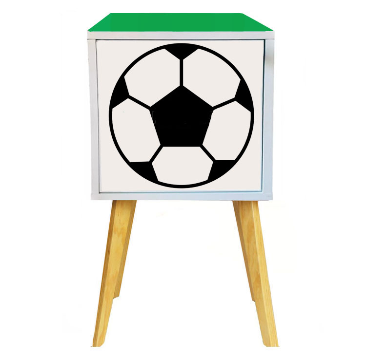 Buró Mesa De Noche Recámara Niños Futbol Balón Luz Led