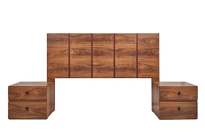 Foto 1 | Cabecera King Size Con 2 Burós De 2 Cajones Color Nogal - Madera Mdf