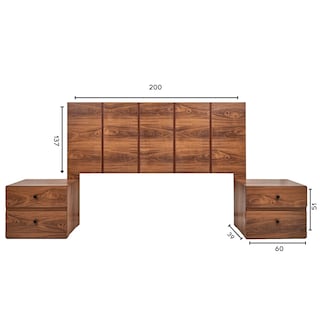 Foto 5 | Cabecera King Size Con 2 Burós De 2 Cajones Color Nogal - Madera Mdf