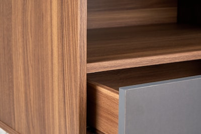 Foto 5 | Cabecera King Size Con 2 Burós De 1 Cajón Color Nogal Y Gris - Madera Mdf Y Melamina