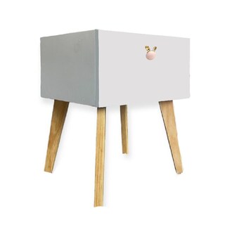 Foto 1 | Buro Mesa De Noche Jaladera Conejo Luz Led Mdf Blanco