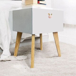 Foto 3 | Buro Mesa De Noche Jaladera Conejo Luz Led Mdf Blanco