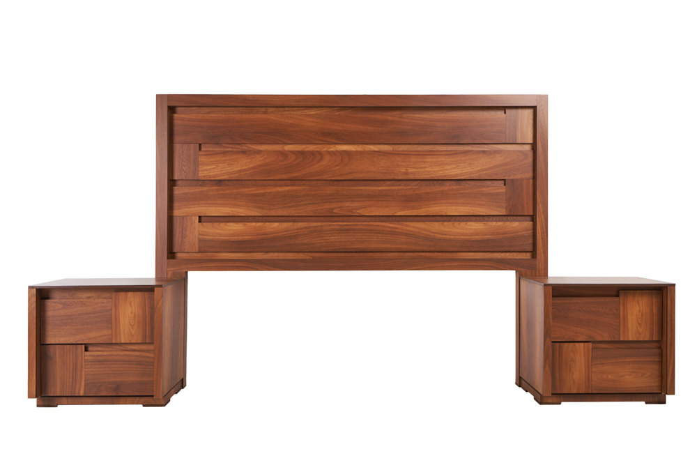 Foto 1 | Cabecera King Size Con 2 Burós De 2 Cajones Color Nogal - Madera Mdf Y Melamina