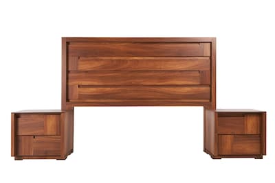 Foto 1 | Cabecera King Size Con 2 Burós De 2 Cajones Color Nogal - Madera Mdf Y Melamina