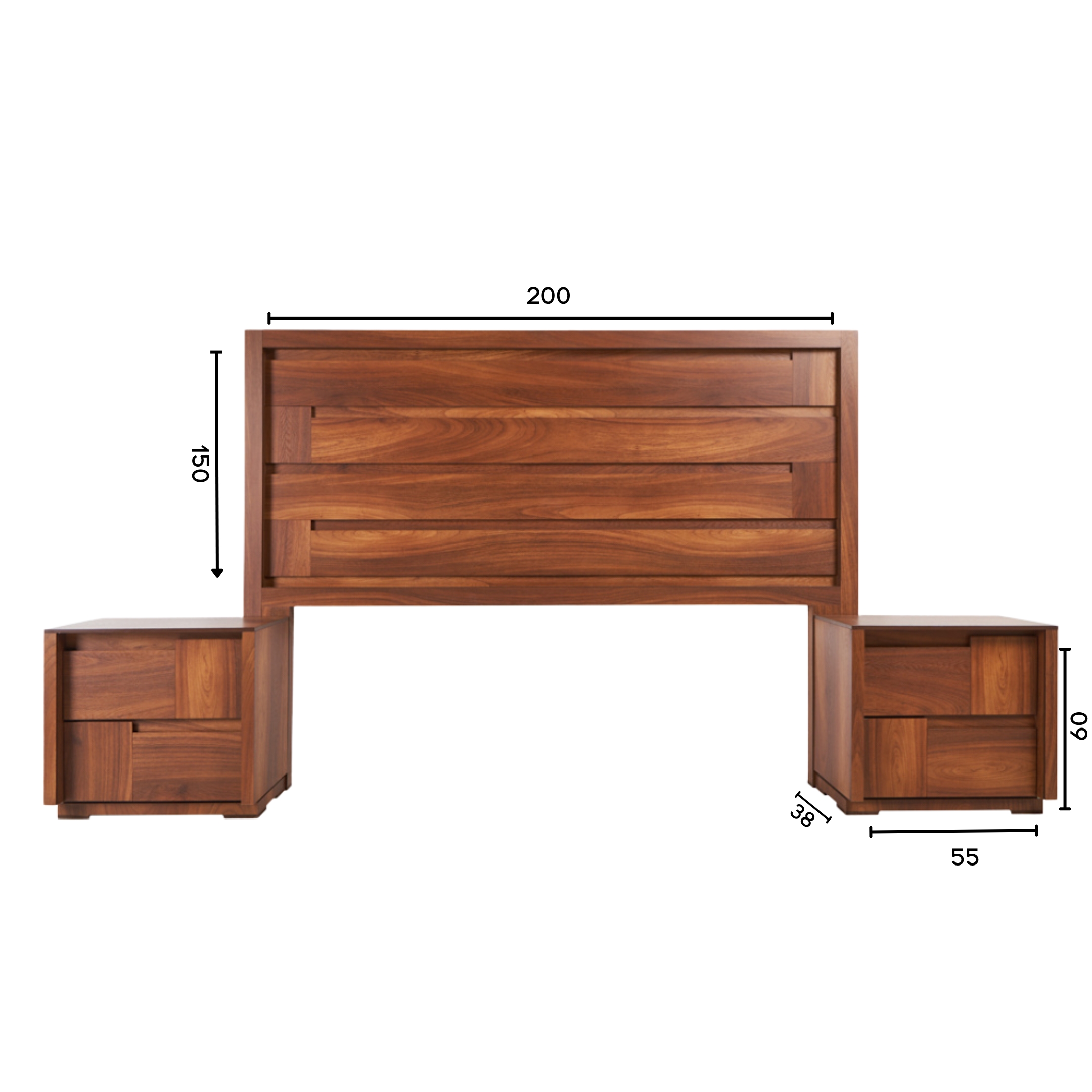 Foto 6 | Cabecera King Size Con 2 Burós De 2 Cajones Color Nogal - Madera Mdf Y Melamina