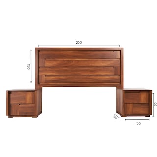 Foto 6 | Cabecera King Size Con 2 Burós De 2 Cajones Color Nogal - Madera Mdf Y Melamina