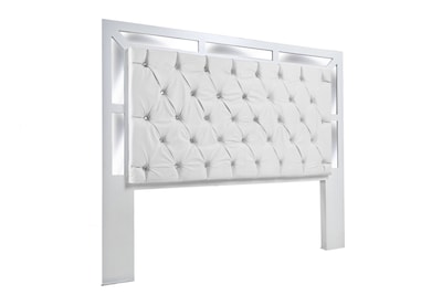 Foto 2 | Cabecera Tapizada King Size Con 2 Burós De 2 Cajones Color Blanco Y Plata - Madera Mdf
