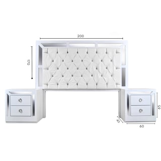 Foto 6 | Cabecera Tapizada King Size Con 2 Burós De 2 Cajones Color Blanco Y Plata - Madera Mdf