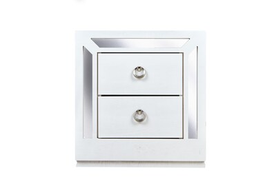 Foto 1 | Buró Con 2 Cajones Color Blanco Y Plata - Madera Mdf