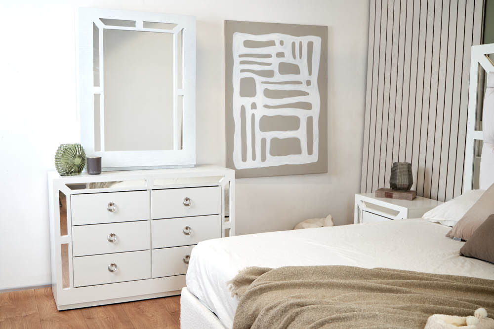 Foto 6 pulgar | Recámara King Size De 4 Piezas Con Cabecera, 2 Burós Y Tocador Color Blanco - Madera Mdf