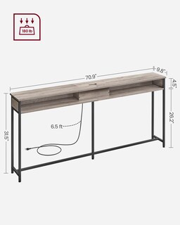 Foto 4 | Mesa Consola Vasagle De 70 Pulgadas Con Toma De Corriente Y Puertos Usb