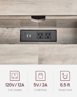 Foto 6 | Mesa Consola Vasagle De 70 Pulgadas Con Toma De Corriente Y Puertos Usb