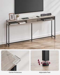Foto 8 | Mesa Consola Vasagle De 70 Pulgadas Con Toma De Corriente Y Puertos Usb