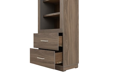 Foto 2 | Buró Con 2 Cajones Y 3 Compartimentos Color Gris Con Jaladeras De Metal - Madera Industrializada