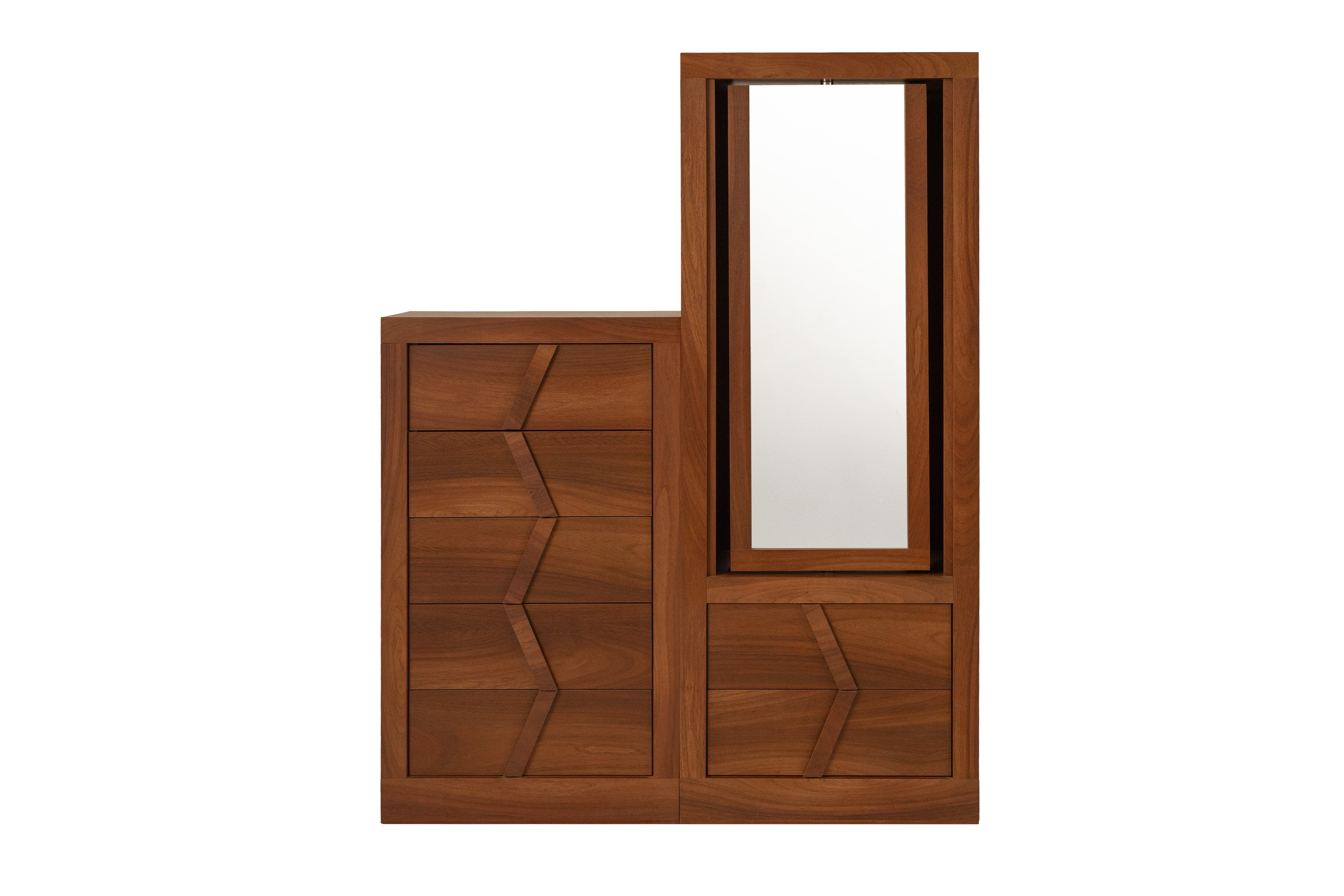 Tocador - Cajonera Con 5 Cajones Y Espejo De Cuerpo Completo Color Parota - Melamina $11,339