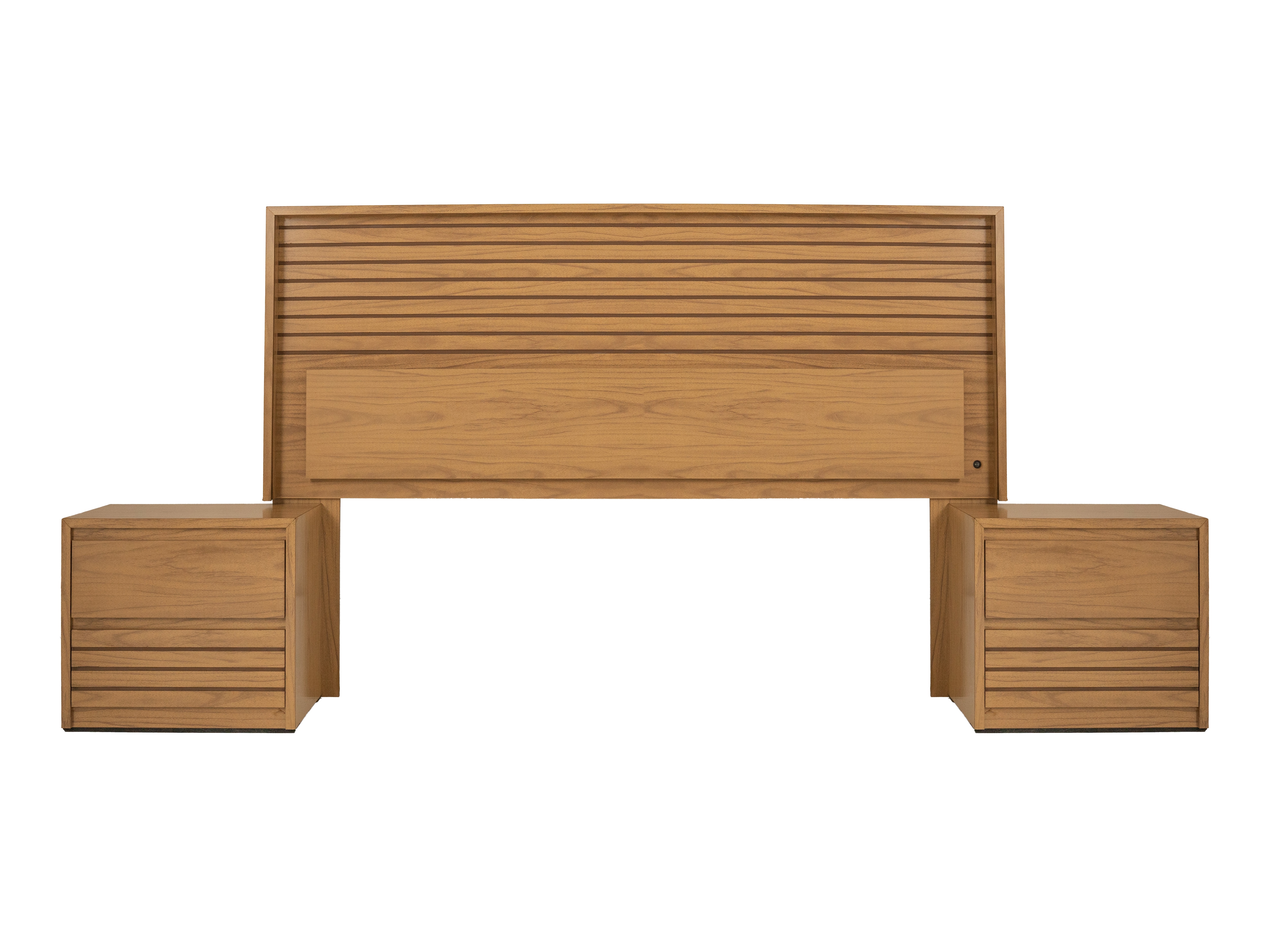 Cabecera Con Luz King Size Con 2 Burós De 2 Cajones Color Natural - Madera Industrializada $7,369