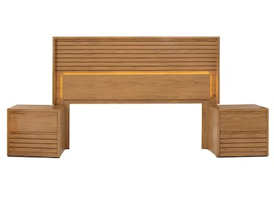 Foto 3 | Cabecera Con Luz King Size Con 2 Burós De 2 Cajones Color Natural - Madera Industrializada