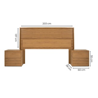 Foto 6 | Cabecera Con Luz King Size Con 2 Burós De 2 Cajones Color Natural - Madera Industrializada